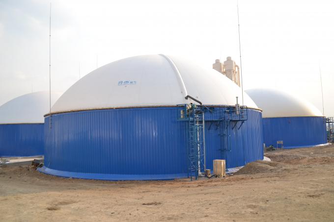 Tanque digestor anaeróbico de doble recubrimiento para la industria de tratamiento de aguas residuales / tanque de acero atornillado 1