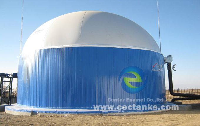 Tanque séptico de biogás de esmalte / tanque de almacenamiento con techo de doble membrana 6.0Mohs 2