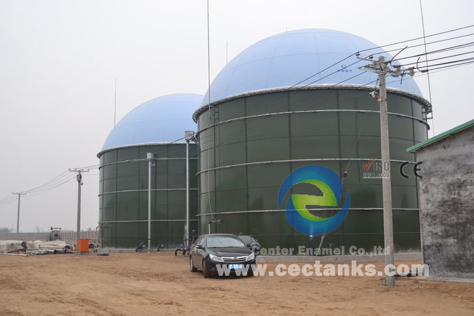 Tanque séptico de biogás de esmalte / tanque de almacenamiento con techo de doble membrana 6.0Mohs 0