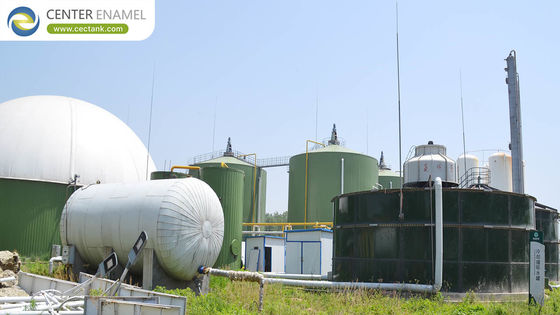 Tanque digestor anaeróbico verde oscuro revestido de vidrio con reactor EGSB
