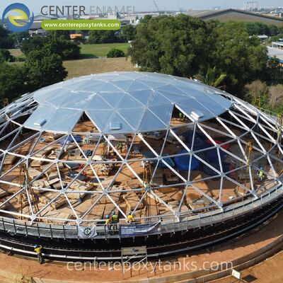 Techo de cúpula de aluminio para tanques de almacenamiento de aceite de acero inoxidable soldados: reduce drásticamente la pérdida de productos y proporciona una cubierta libre de mantenimiento para almacenamiento a gran escala