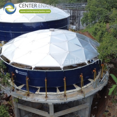 Techo geodésico de cúpula de aluminio para almacenamiento de lodo de aguas residuales: contiene residuos y controla los olores