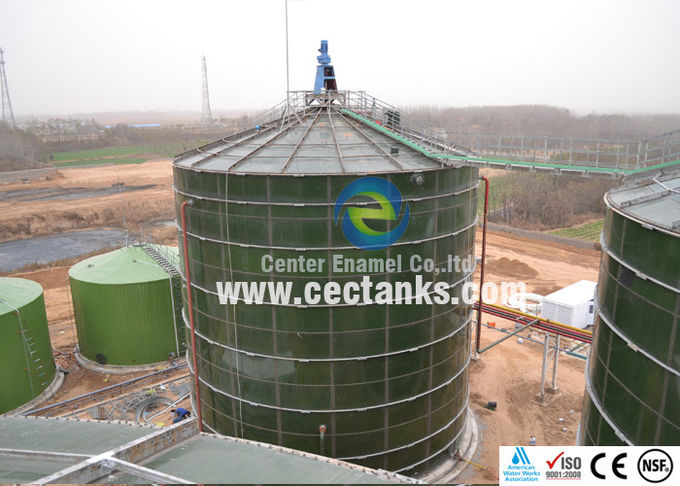 Instalaciones de energía de biogás Tanques de acero fundido de vidrio para fermentación anaeróbica 0