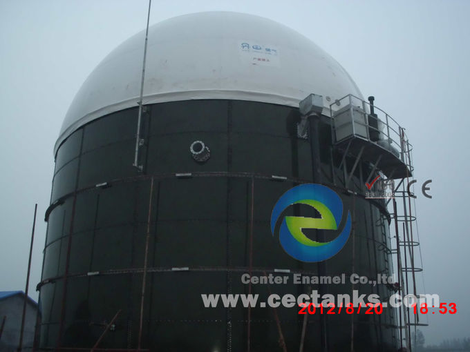 Tanque séptico de biogás de esmalte / tanque de almacenamiento con techo de doble membrana 6.0Mohs 1